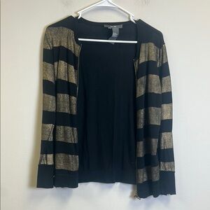 Per Se Black and Gold Cardigan Sweater
